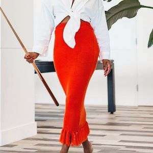 Hanifa Knit Tassle Maxi Skirt